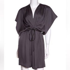 Robert Rodriguez Grey Woven V-neck Short Dress